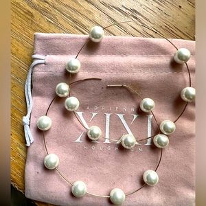 Adrienne Bailon Large Pearl hoops XIXI NWOT